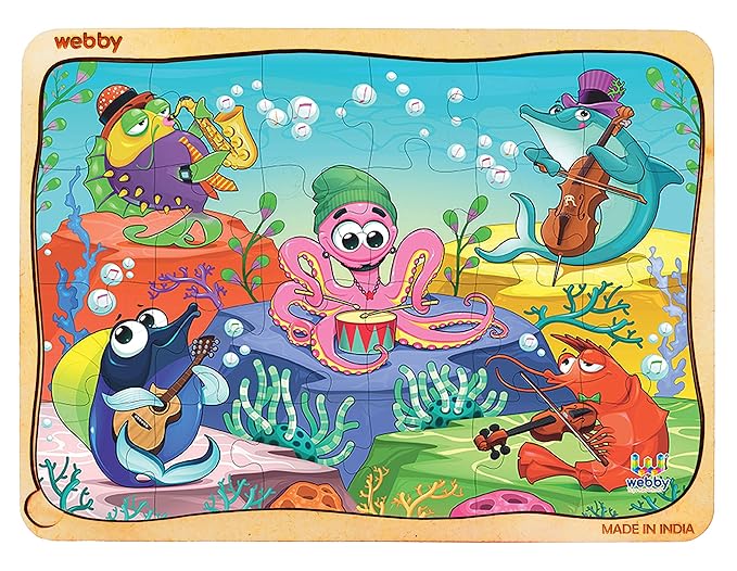 Webby Underwater Orchestra Wooden Jigsaw Puzzle for Kid 24Pcs Multicolor