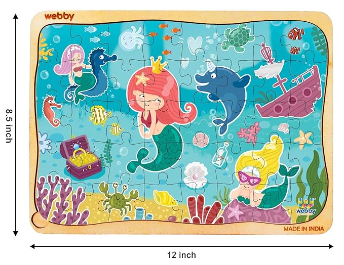 Webby Cute Mermaid Wooden Jigsaw Puzzle 40Pcs