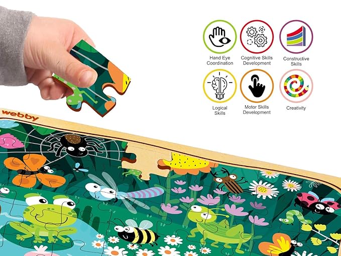 Webby Amazing Bugs Wooden Jigsaw Puzzle 40Pcs