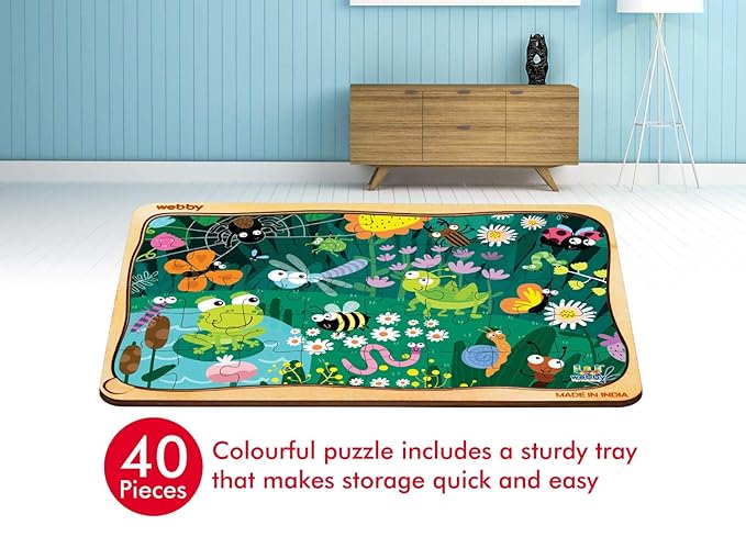Webby Amazing Bugs Wooden Jigsaw Puzzle 40Pcs