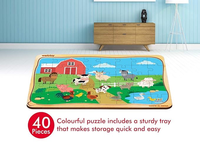 Webby Kids Farm House Wooden Jigsaw Puzzle 40Pcs
