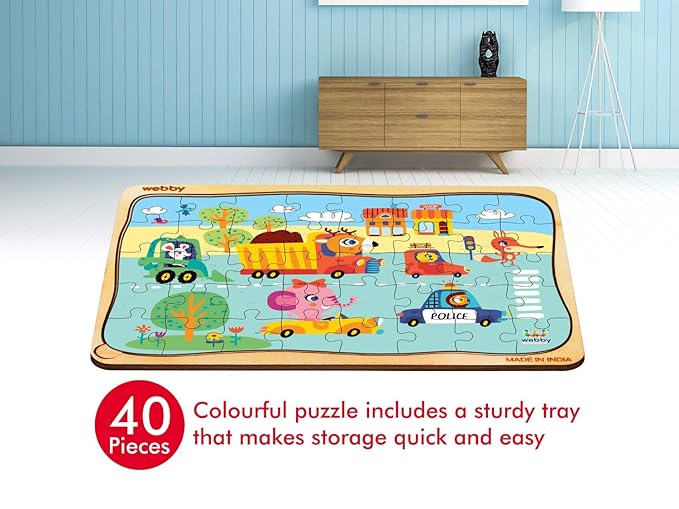 Webby The Kiddy Traffic Light Wooden Jigsaw Puzzle 40Pcs