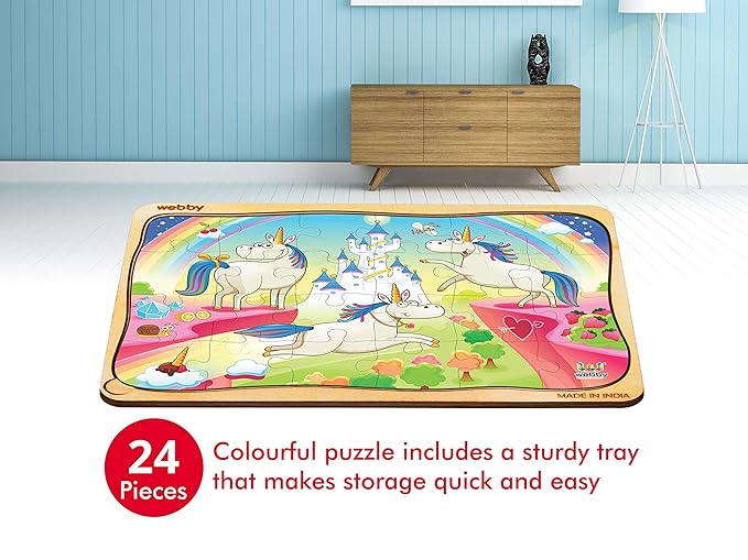 Webby Funny Unicorns Wooden Jigsaw Puzzle 24pcs Multicolor