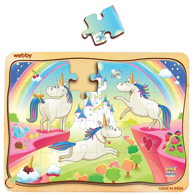 Webby Funny Unicorns Wooden Jigsaw Puzzle 24pcs Multicolor