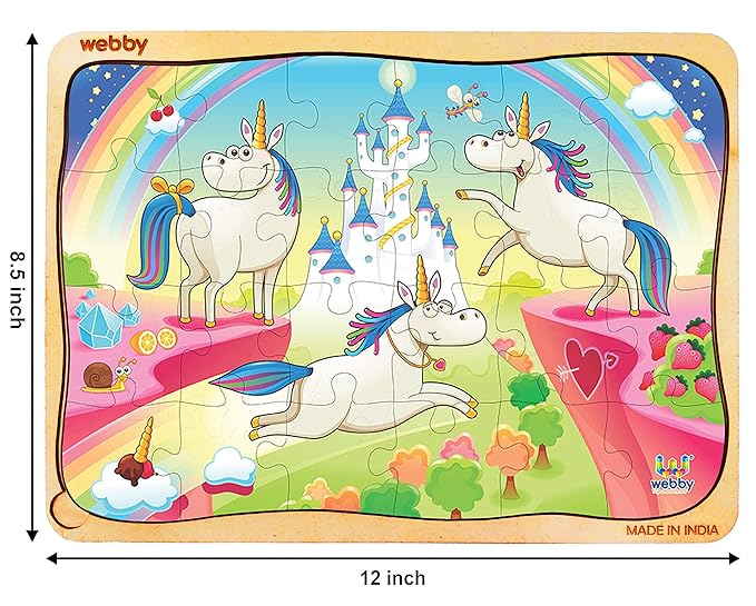 Webby Funny Unicorns Wooden Jigsaw Puzzle 24pcs Multicolor