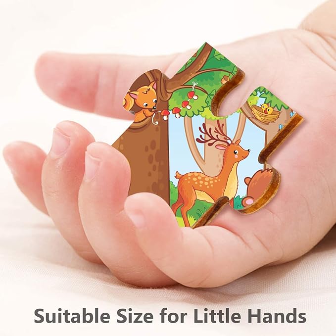 Webby Playful Animals Wooden Jigsaw Puzzle 24pcs Multicolor
