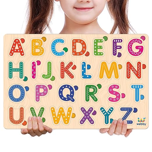Webby Wooden Alphabets Montessori Educational Pre-School Puzzle Toy for 2 Years Kid