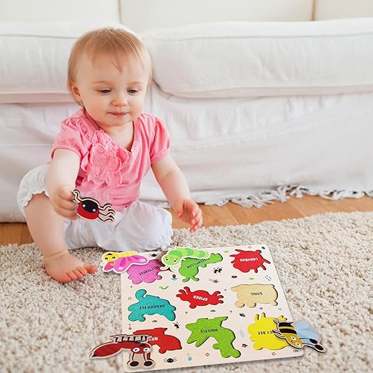 Webby Wooden Insects Montessori Educational Pre-School Puzzle Board Toy For Boys And Girls Kid