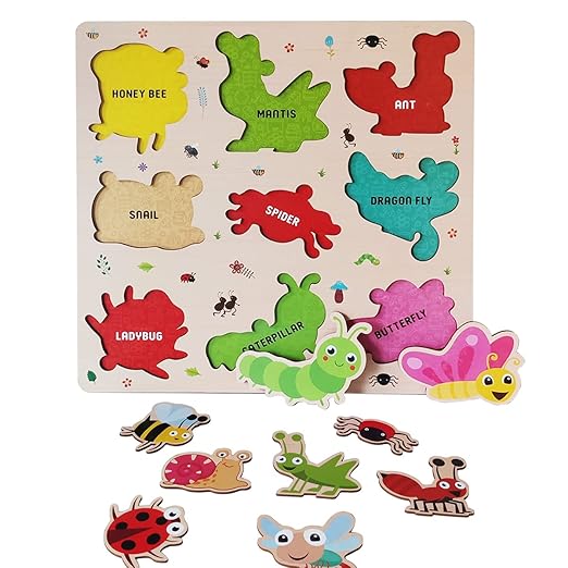 Webby Wooden Insects Montessori Educational Pre-School Puzzle Board Toy For Boys And Girls Kid