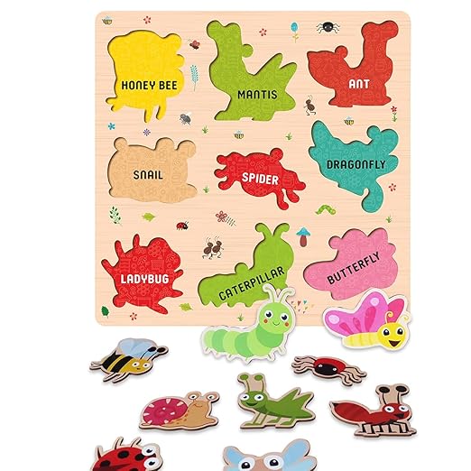 Webby Wooden Insects Montessori Educational Pre-School Puzzle Board Toy For Boys And Girls Kid