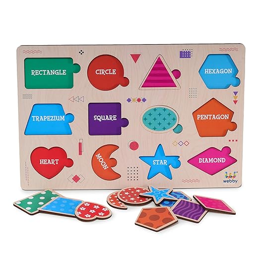 Webby Wooden Educational Shapes Puzzle for Kids