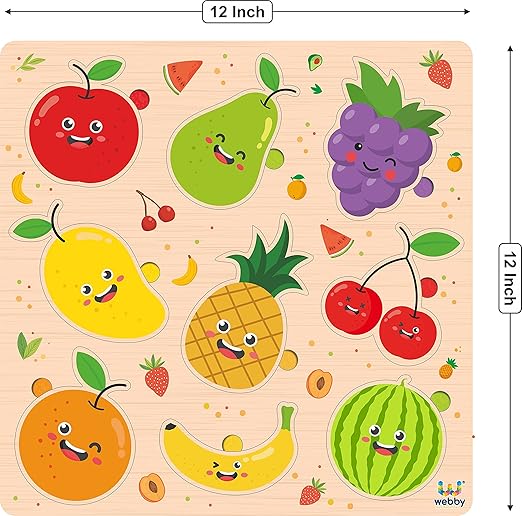 Webby Wooden Fruits Montessori Educational Pre-School Puzzle Board Toy For Boys And Girls Kid