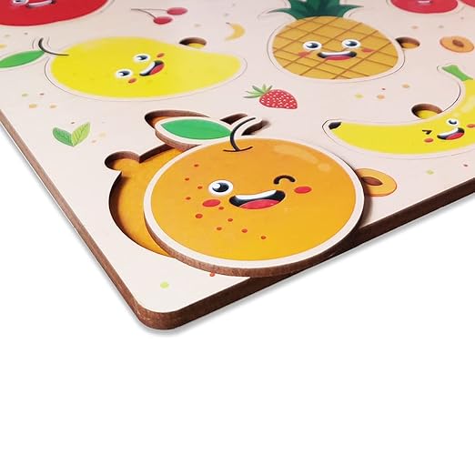 Webby Wooden Fruits Montessori Educational Pre-School Puzzle Board Toy For Boys And Girls Kid