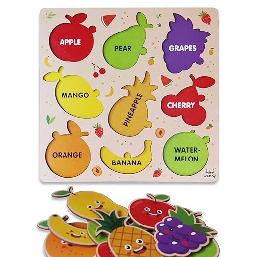 Webby Wooden Fruits Montessori Educational Pre-School Puzzle Board Toy For Boys And Girls Kid