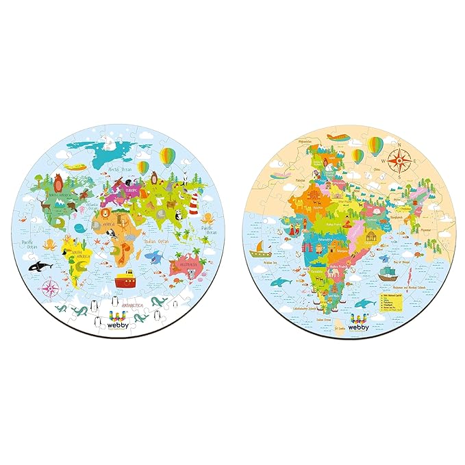 Webby Amazing India Map Jigsaw Floor Puzzle with Double Sided Flashcard - 60 pcs