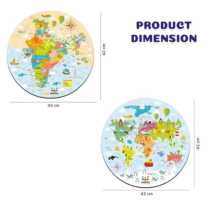 Webby Amazing India Map Jigsaw Floor Puzzle with Double Sided Flashcard - 60 pcs