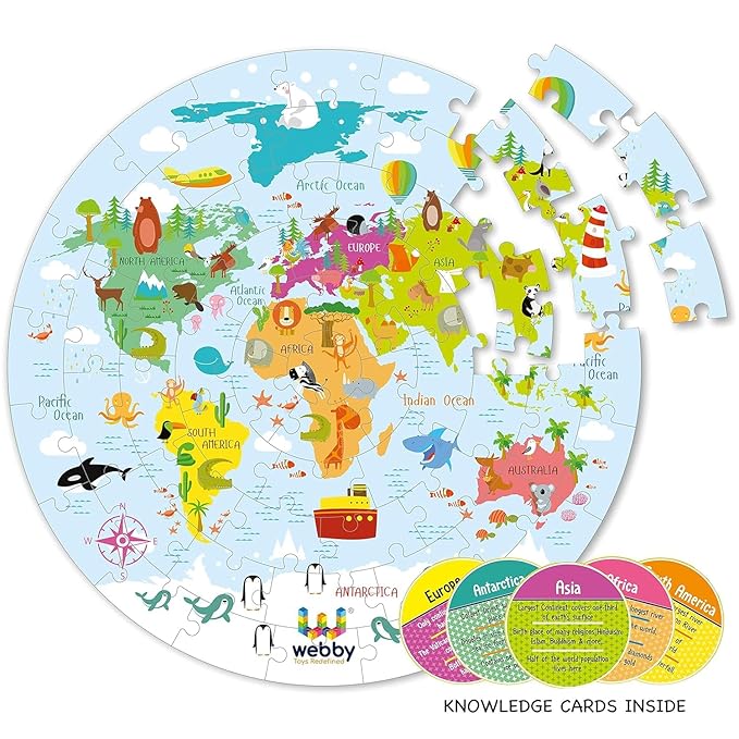 Webby Amazing India Map Jigsaw Floor Puzzle with Double Sided Flashcard - 60 pcs