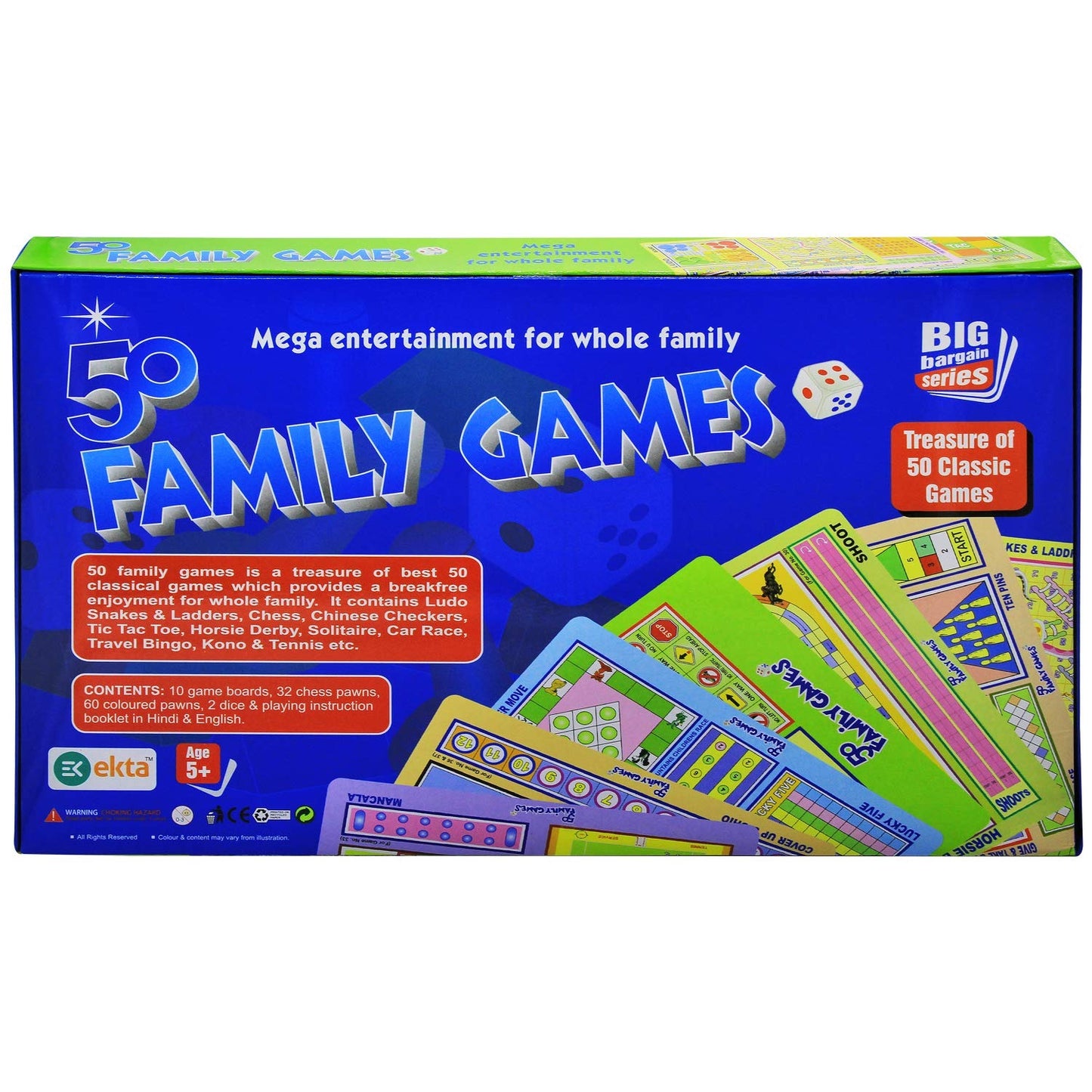 EKTA 50 in 1 Family Games Party & Fun All 50 Classical Indoor Board Games for All Age Group (Multicolour)