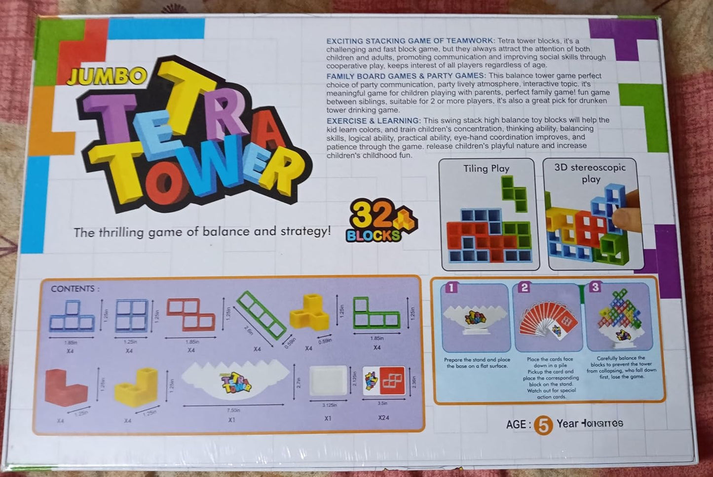 Ekta Stack Master 3D – Colorful Block & Action Card Game for Kids Ages 5+