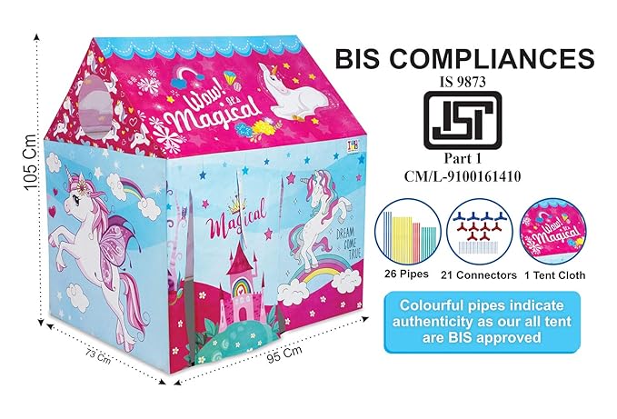 itoys Unicorn Theme Playhouse Tent – Multicolor Indoor