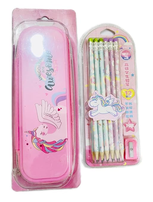 Unicorn Pencil Box & Pencil Set – Stationery Gift Pack for Kids