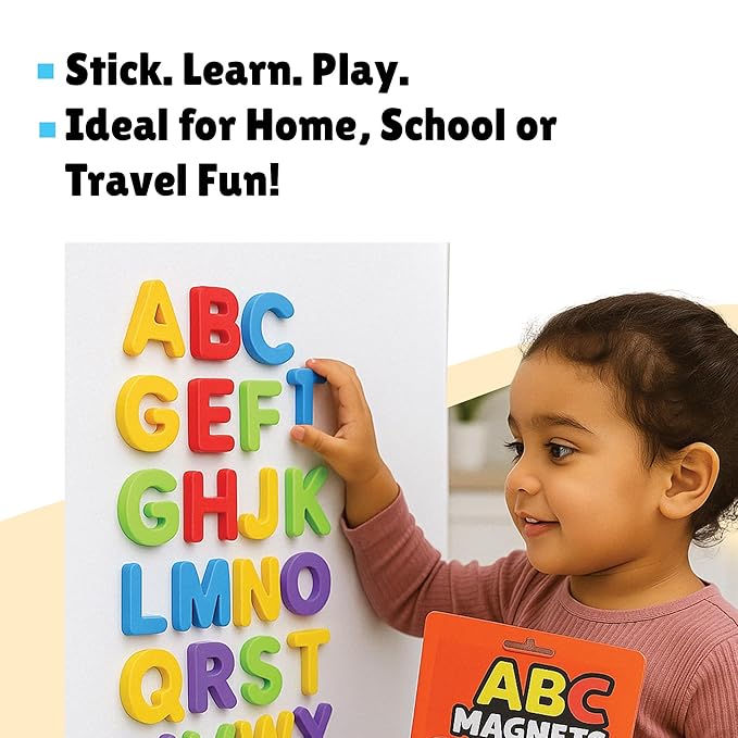 ABC Capital Letter Magnets – 26 Thick Full-Back Magnetic Alphabets