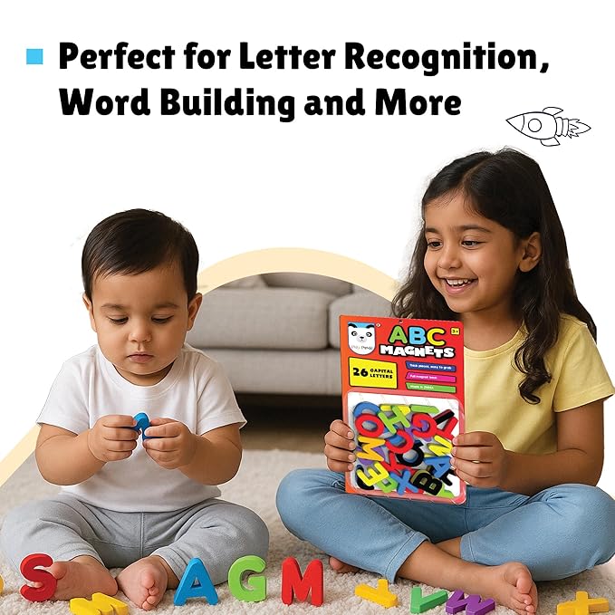 ABC Capital Letter Magnets – 26 Thick Full-Back Magnetic Alphabets