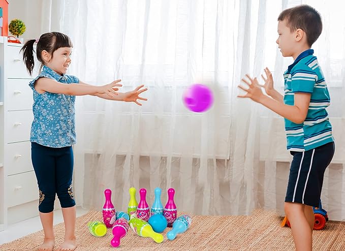 Unicorn Bowling Game for Kids – 10 Pins & 2 Balls Indoor/Outdoor Bowling Set (Ages 3+)