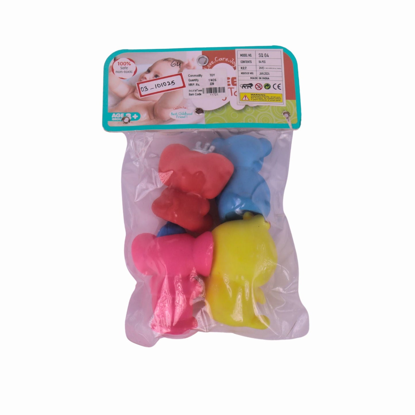 SQUEEZY TOYS 4PCS SQ-04 K – Soft, Colorful Stress Relief & Sensory Toy Set for Kids & Adults