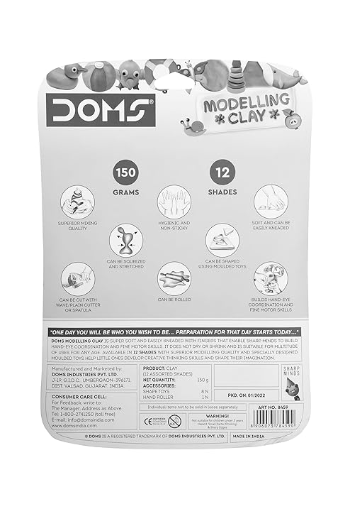 DOMS Modelling Clay – 12 Shades (New), Multicolor