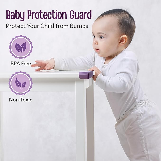 LuvLap Furniture Corner Guard – 10 Pcs, Brown, Pre-Taped 3M Adhesive, Non-Toxic, BPA-Free Foam Edge Protectors for Baby Safety