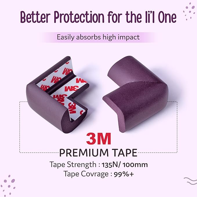 LuvLap Furniture Corner Guard – 10 Pcs, Brown, Pre-Taped 3M Adhesive, Non-Toxic, BPA-Free Foam Edge Protectors for Baby Safety