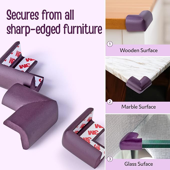 LuvLap Furniture Corner Guard – 10 Pcs, Brown, Pre-Taped 3M Adhesive, Non-Toxic, BPA-Free Foam Edge Protectors for Baby Safety