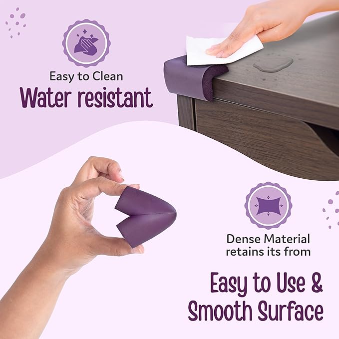 LuvLap Furniture Corner Guard – 10 Pcs, Brown, Pre-Taped 3M Adhesive, Non-Toxic, BPA-Free Foam Edge Protectors for Baby Safety