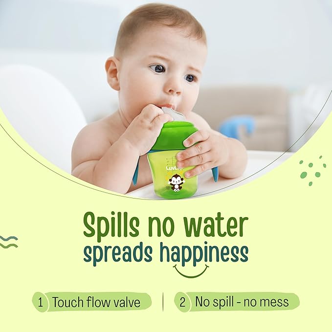 LuvLap Banana Time 150ml Anti-Spill Sippy Cup – Green, 6 Months+
