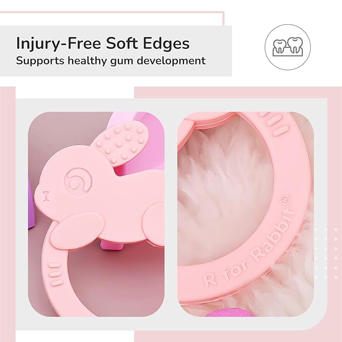 R for Rabbit Tiny Bites Zoobie Teether – BIS Certified, BPA-Free, Food-Grade Silicone with Ergonomic, Choke-Free Design & Multi-Textured Surfaces for Safe Sensory Development