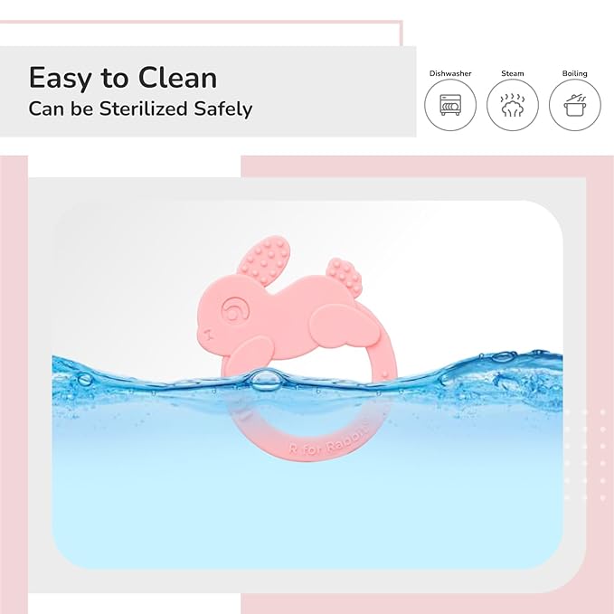 R for Rabbit Tiny Bites Zoobie Teether – BIS Certified, BPA-Free, Food-Grade Silicone with Ergonomic, Choke-Free Design & Multi-Textured Surfaces for Safe Sensory Development
