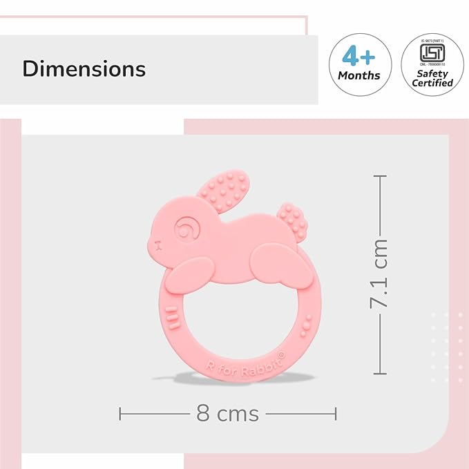 R for Rabbit Tiny Bites Zoobie Teether – BIS Certified, BPA-Free, Food-Grade Silicone with Ergonomic, Choke-Free Design & Multi-Textured Surfaces for Safe Sensory Development