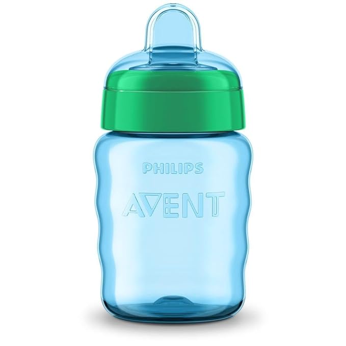 AVENT Philips Silicone Classic Soft Spout Cup – 260ml (Blue/Green) | Easy & Safe Bottle-to-Cup Transition for Babies 9 Months+ | SCF553/05