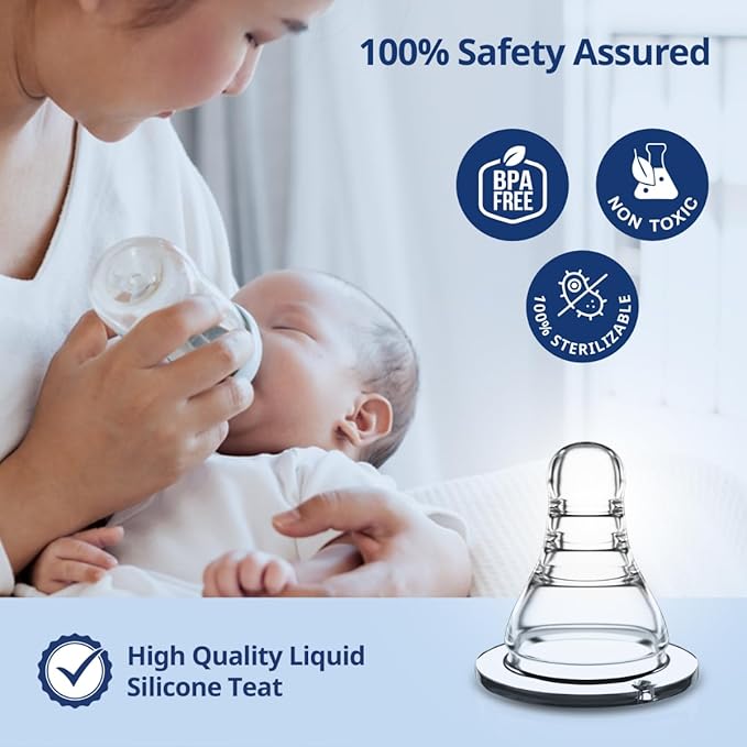 LuvLap Anti-Colic Essential Slow Flow Teat for Slim Neck Bottle – 2pcs, Soft Flexible Silicone, Ergonomic, Breastfeeding Mimic, Leak-Proof, BPA-Free with Sturdy Base, 0m+