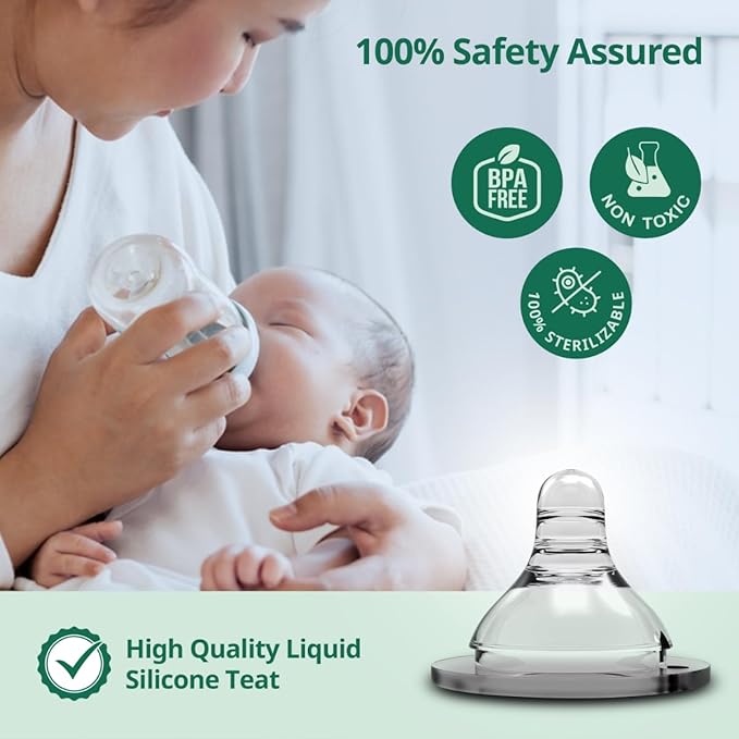 LuvLap Anti-Colic Natura Flo Teat/Nipple for Wide Neck Bottle – 2pcs, Slow Flow, 0m+