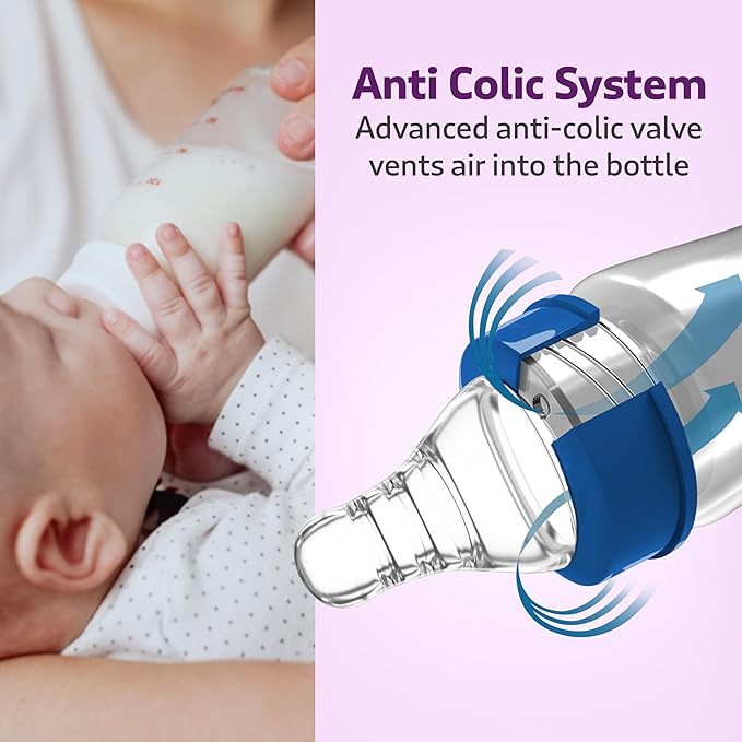 LuvLap Anti-Colic Wide Neck Natura Flo Feeding Bottle – 150ml, Floral, BPA-Free, for Newborns & Toddlers up to 3 Years