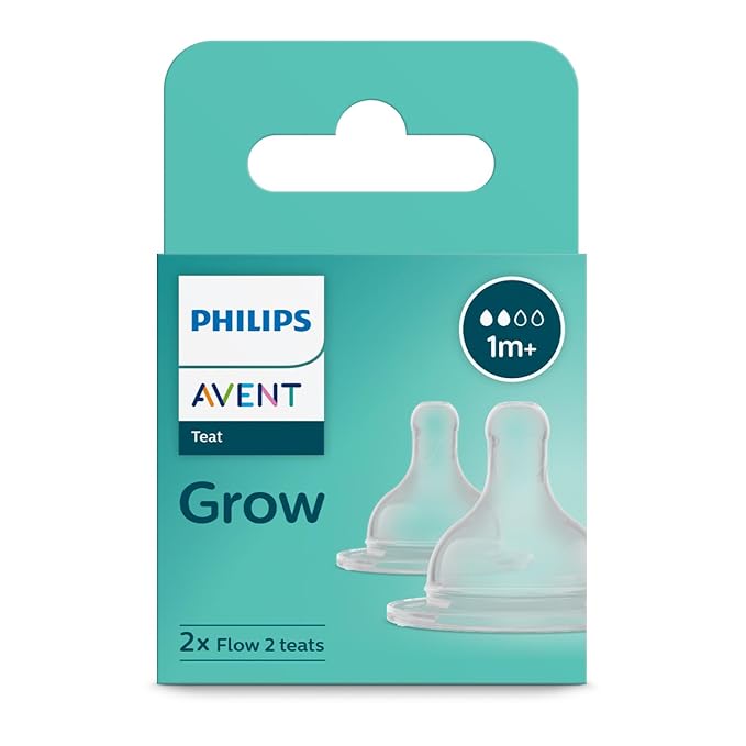 Philips Avent Essential Grow Teat 1M+ – SCY096/01 | Soft Silicone Nipple for Feeding Bottles | BPA-Free & Anti-Colic Design