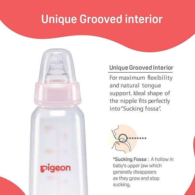 Pigeon Peristaltic Nursing Bottle KPP Nipple M, Pink, 240ml, BPA & BPS Free, 4+ Months