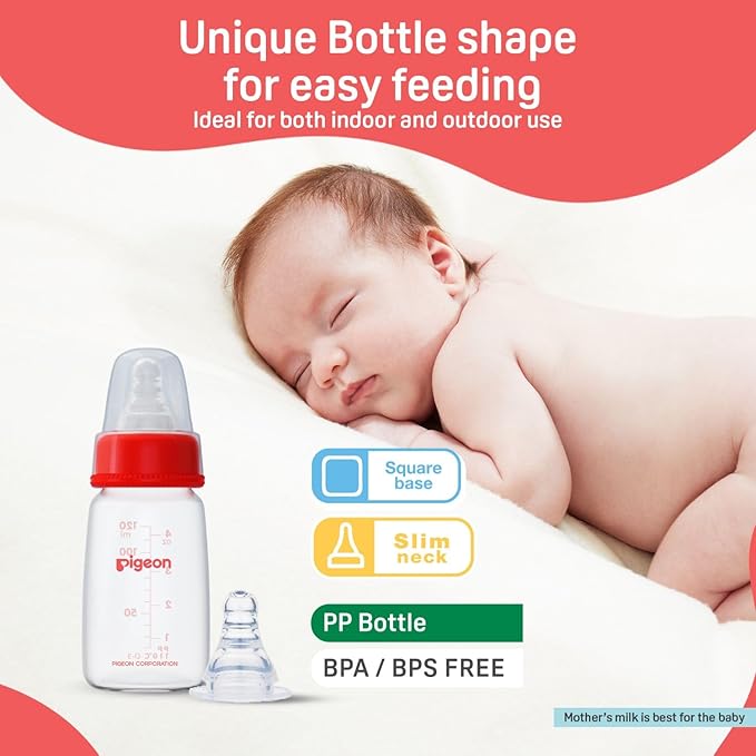 Pigeon Peristaltic Nursing Bottle KPP Nipple M, White, 120ml, BPA & BPS Free, 4+ Months