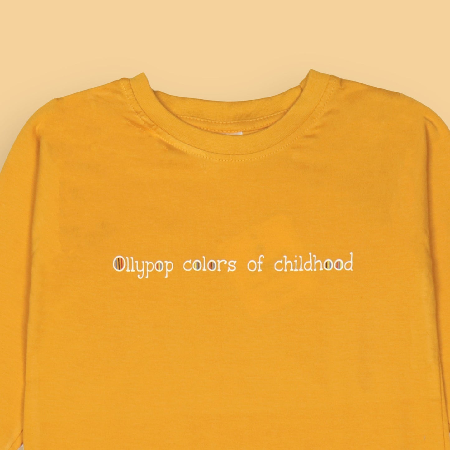 Ollypop Essentials T-Shirt – Breezy Breathable Sinker, Full Sleeves, Placement Print for Happy Kids (Yellow)