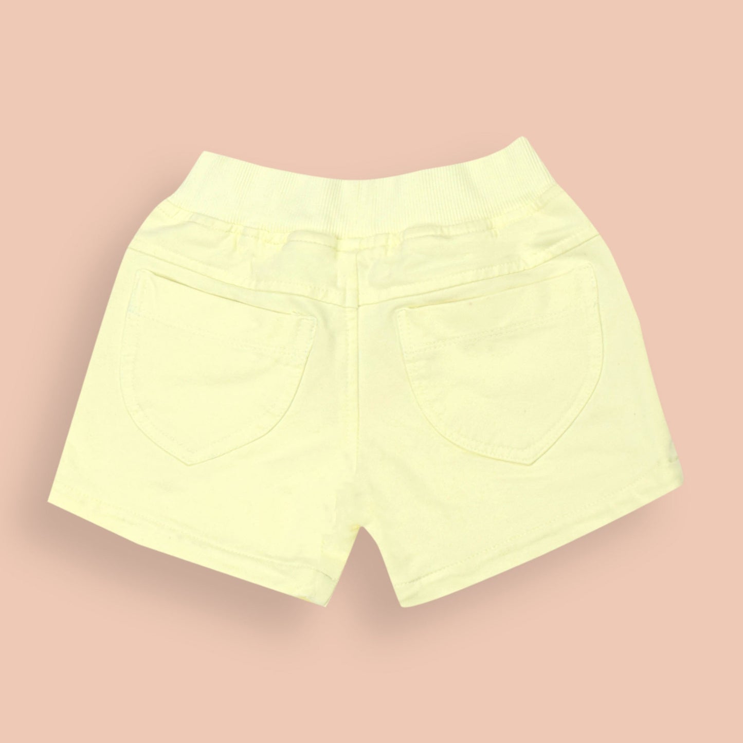 Mikkie House Girls Yellow Cotton Solid Shorts with Pockets