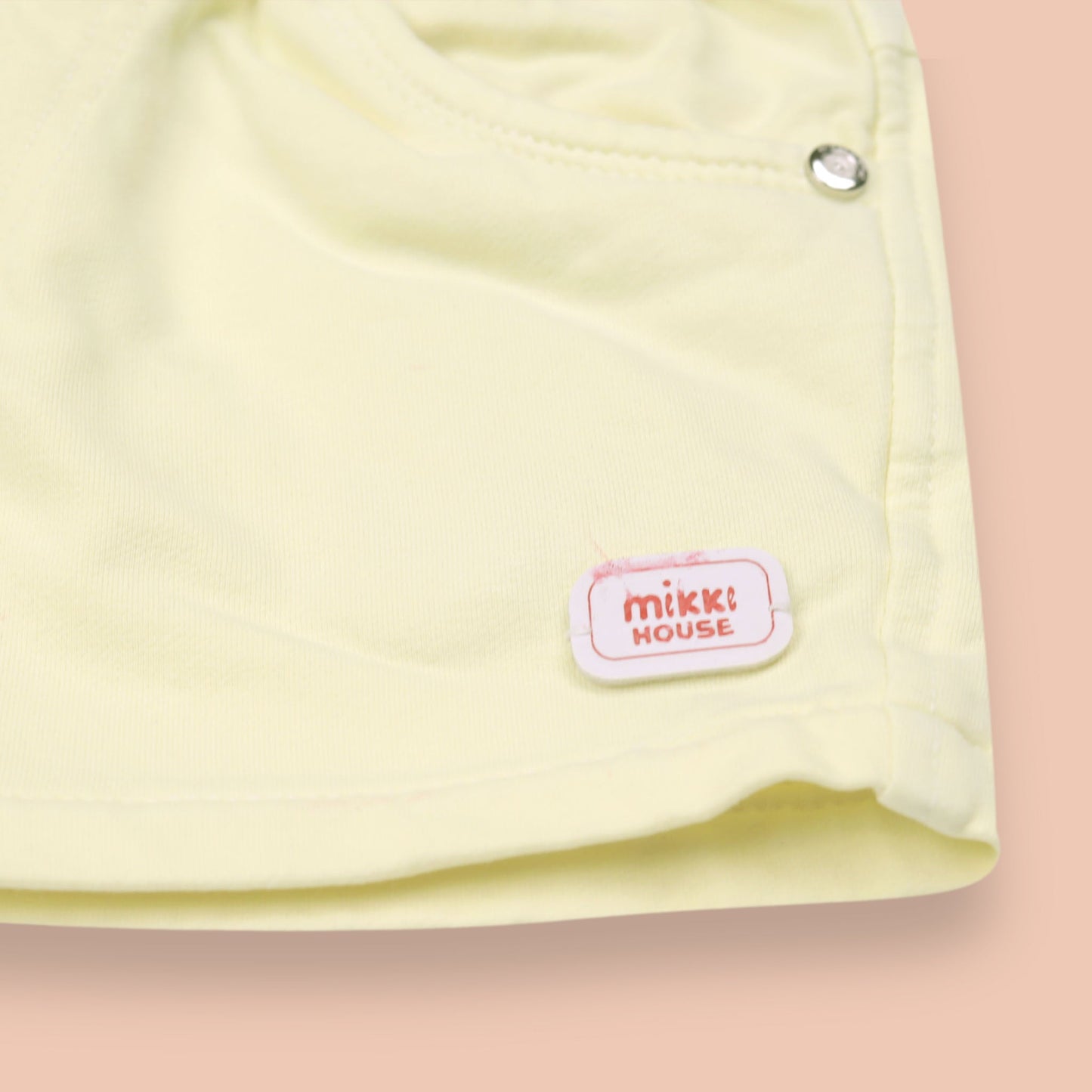 Mikkie House Girls Yellow Cotton Solid Shorts with Pockets