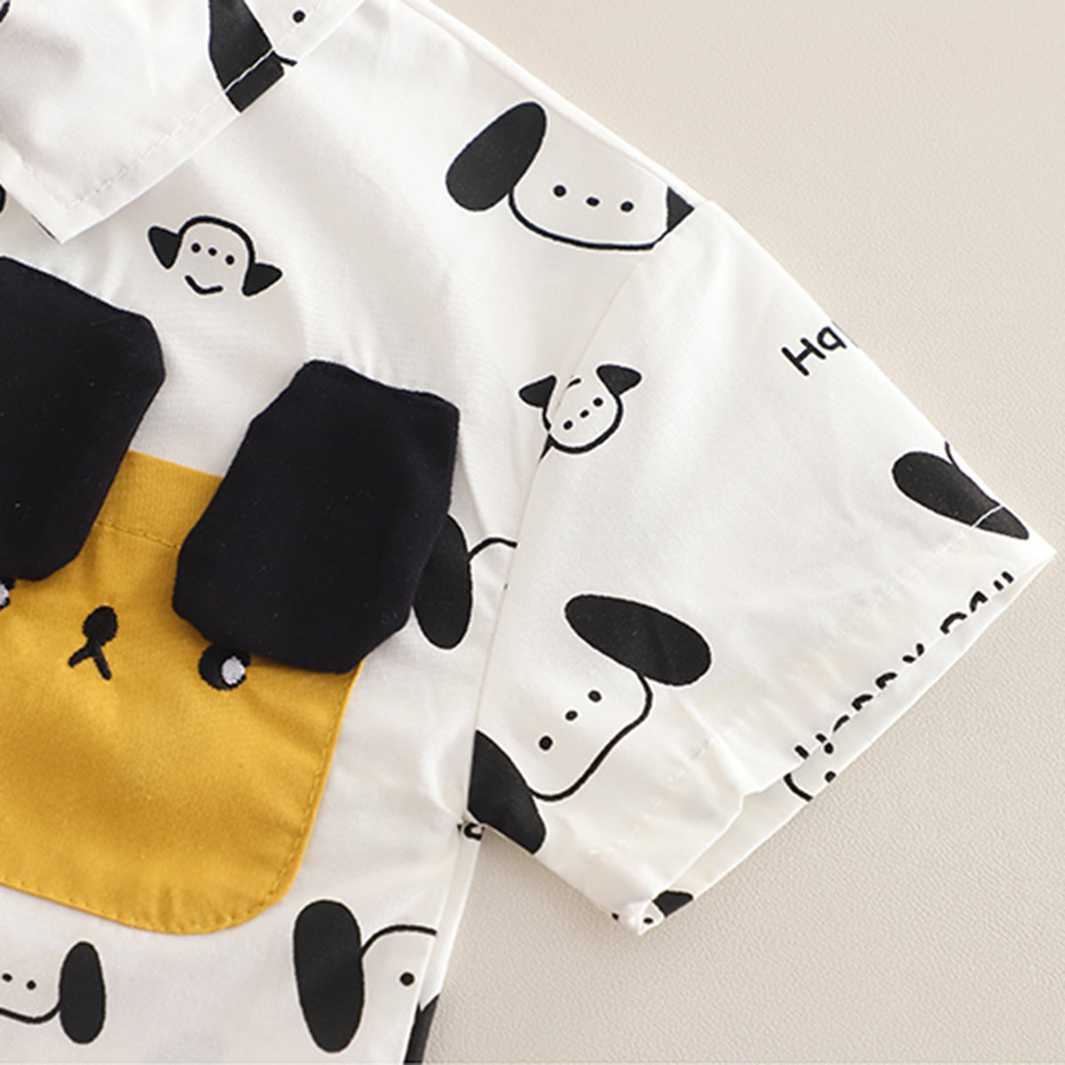Boys Yellow Printed Short Sleeves Shirt
With Cargo Shorts Set