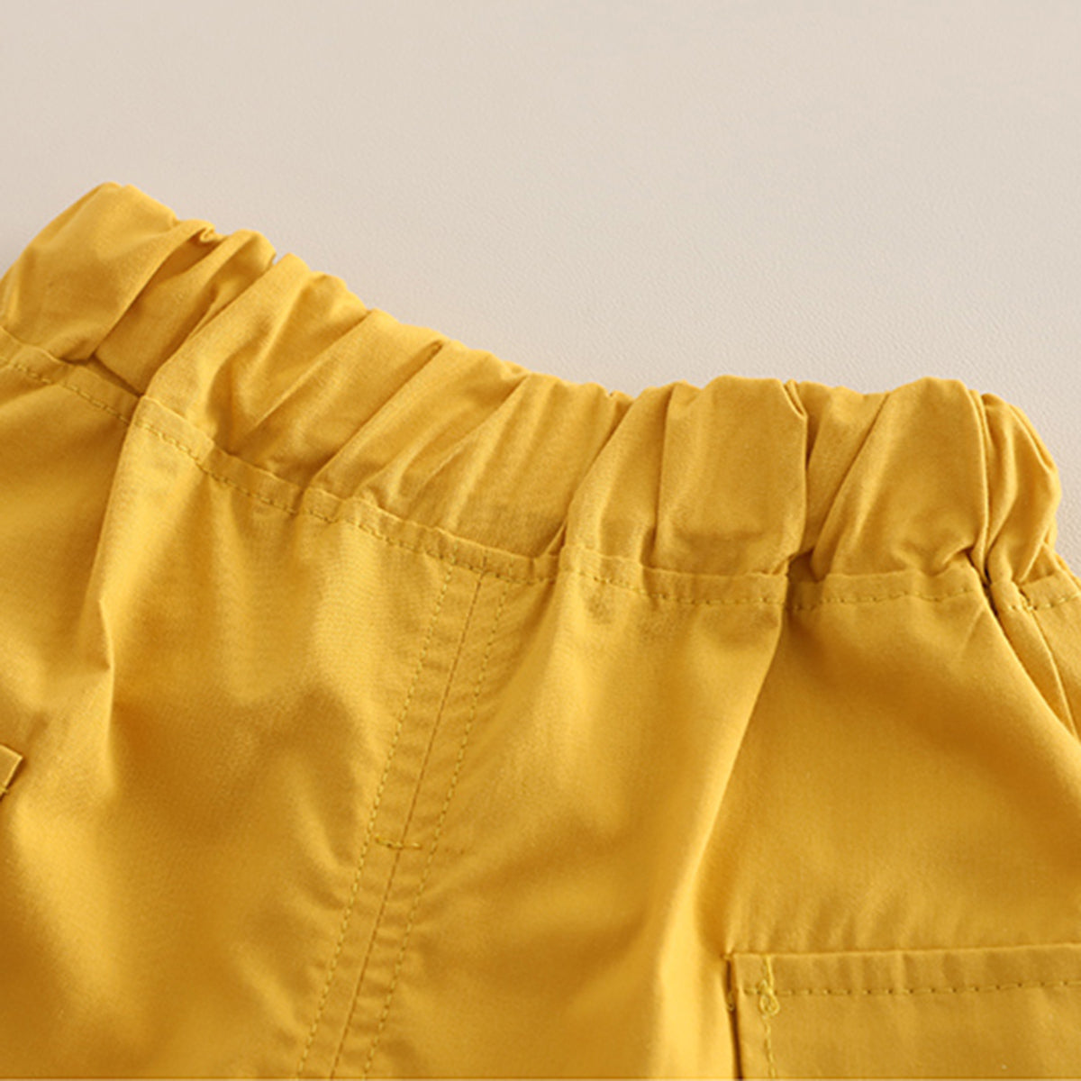 Boys Yellow Printed Short Sleeves Shirt
With Cargo Shorts Set